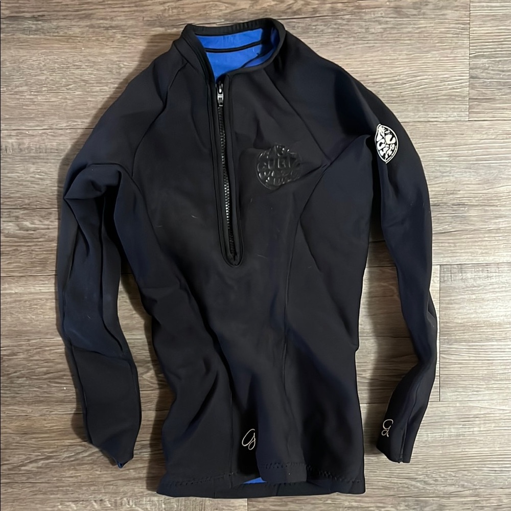 Black Long Sleeve Zip-Up Top